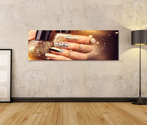 islandburner Tableau sur Toile Accessoires de Vernis à Ongles manucure doré Cadre Affiche Poster Murale Tableaux - Nail Gallerys
