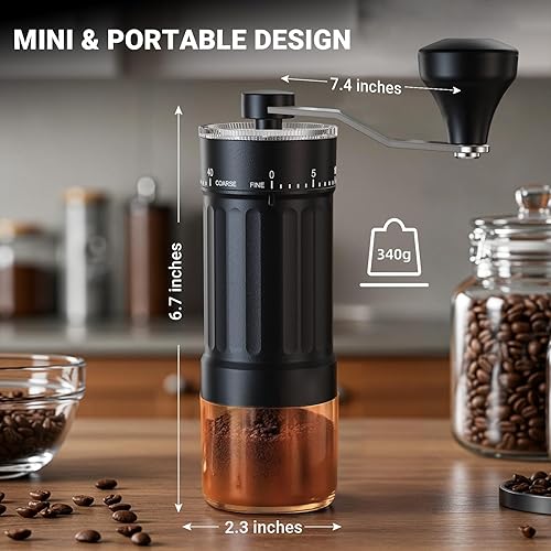Mini Moulin à Café Manuel avec 40 Réglages Ajustables, Moulin Manuel Café Portable à Main avec Capacité de 30g, Broyeur à Meule Conique avec Manivelle pour Voyage, Camping, Bureau, Espresso, Pour Over - Nail Gallerys
