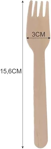 PARENCE.- Lot de 100 Fourchettes en Bois - Couverts en Bois Jetables, Fourchettes Ustensile pour fête, Anniversaire, Camping, Pique-Nique 100 Pièces - 15,6cm - Nail Gallerys