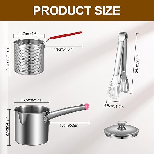 Trendecor Friteuse de 2 l, avec passoire, en acier inoxydable 304, filtre à huile, récipient à graisse, récipient à graisse avec clip et couvercle, récipient à graisse, en acier inoxydable, pour le - Nail Gallerys
