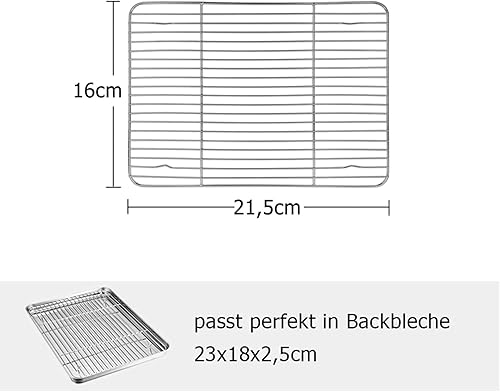 TEAMFAR Lot de 2 grilles de Refroidissement en Acier Inoxydable pour la Cuisson au Four, Le Grillage, Le Refroidissement, Le Refroidissement, 21,5 x 16 x 1,5 cm, saines et durables - Nail Gallerys