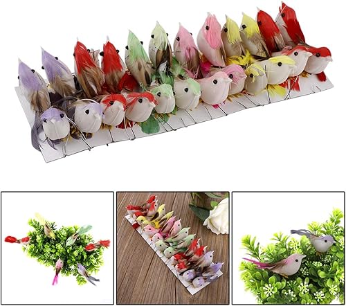 Lot de 24 Oiseaux Artificiels en Plumes de Mousse de Simulation, Petits Oiseaux Décoratifs en Plumes de Mousse de Simulation, Ornements D'oiseaux Miniatures Bricolage pour la Maison, le(24 pièces) - Nail Gallerys