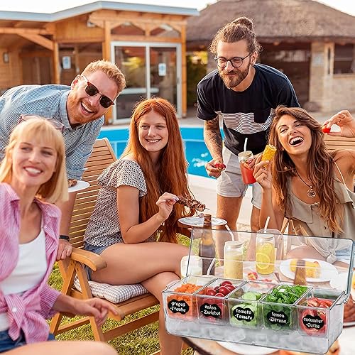 Plateau de service, boîte à collation, 5 compartiments, avec couvercle, organisateur pour épices réfrigérées, bar, fruits, salade, taco, avec cuillères, fourchettes, pince - Nail Gallerys