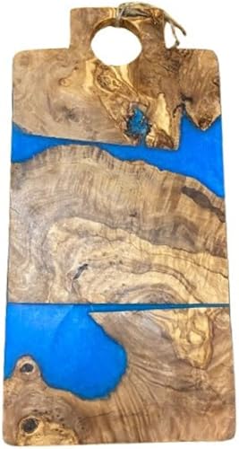 Didon Wood Planche à Découper en Bois d'Olivier avec Incrustation de Résine, 30 x 15 cm, Motif bleu, violet, vert, noir Artisanale (Noir) - Nail Gallerys