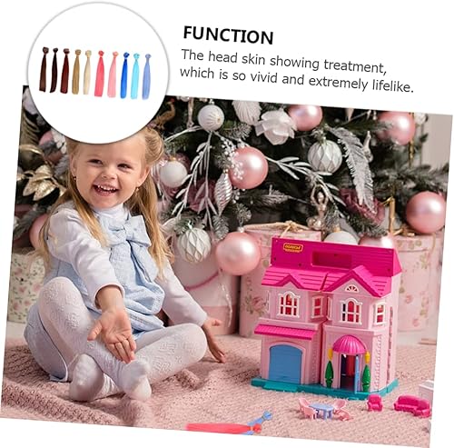 LABRIMP 10pièces Extensions De Cheveux Droits Résistantes Chaleur pour Poupées Kit De Perruques De Poupée Haute Température Et Haut Accessoires De Création - Nail Gallerys