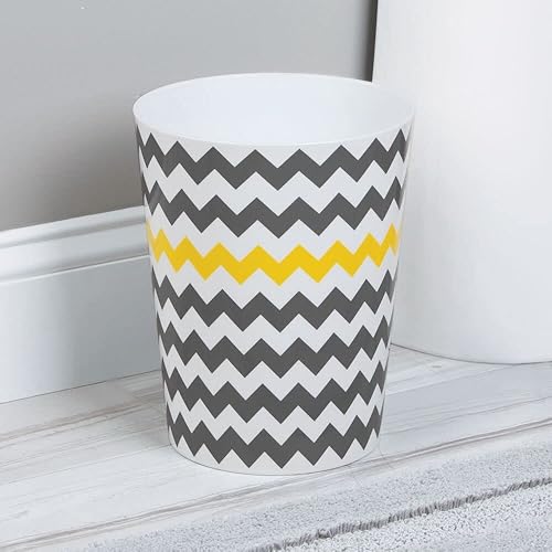 mDesign Poubelle en plastique pour bureau, cuisine ou salle de bain – Idéal poubelle au design moderne – Design Zigzag – Jaune/gris - Nail Gallerys