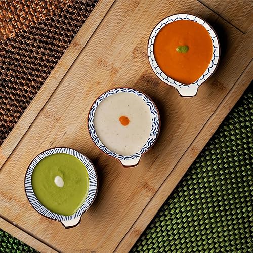 ChasBete Lot de 4 bol aperitif céramique, durable petit bol coupelle pour trempettes collations desserts apéritifs préparation de cuisine, bleu, 13x4cm - Nail Gallerys