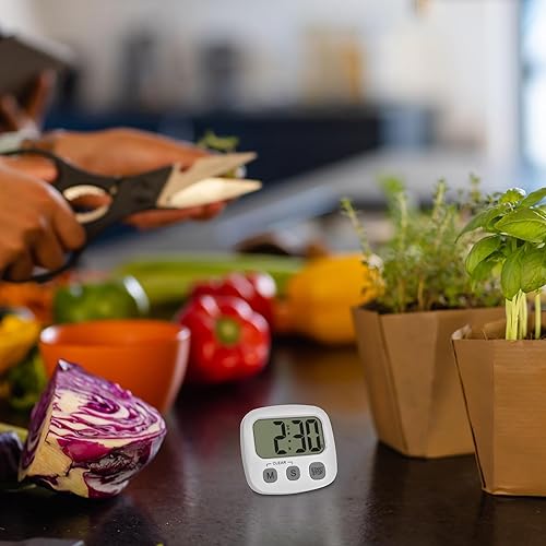 TFA Dostmann Minuteur numérique Blanc 38.2057.02, pour Cuisine, Sport, étude, avec Horloge et chronomètre, magnétique, Grand écran, minuteur à œufs, Design Compact, Blanc - Nail Gallerys