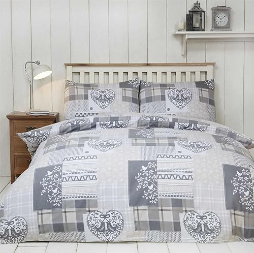 Alpine Patchwork Parure de lit en Flanelle Thermique 100% Coton, Motif Flocon de Neige, 200 x 200 x 0,5 cm, Rouge/Multicolore - Nail Gallerys