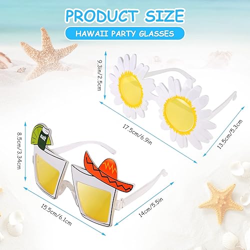 flintronic Lot de 2 Hawaii Lunettes de Soleil, Lunettes de Soleil Drôles de Fête Fantaisie Amusantes, Party Drôles Lunettes de Tropical Luau Fête Nouveauté Accessoires pour Fête Déguisée Summer Beach - Nail Gallerys