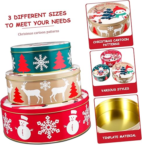 Lot de 3 boîtes à biscuits rondes en métal 25 cm/21 cm/17 cm - Nail Gallerys