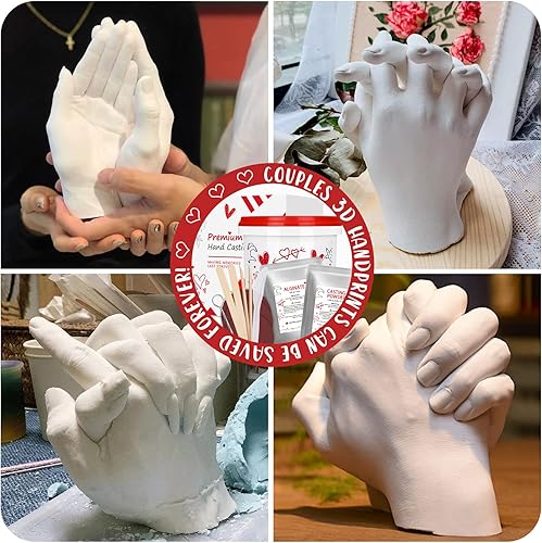 JOYBOY Kit de Moulage Main Couple Empreinte 3D Adultes Famille Pieds et Mains Idee Cadeau Femme et Homme Alginate Cadeau Amoureux avec Plâtre pour Moulages Cadeaux Créatifs de Sculpture en Plâtre - Nail Gallerys