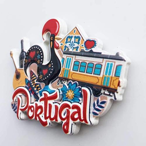 Aimant de réfrigérateur 3D Portugal - Souvenirs touristiques faits à la main en résine - Autocollants magnétiques pour la maison, la cuisine, un cadeau de voyage - Nail Gallerys