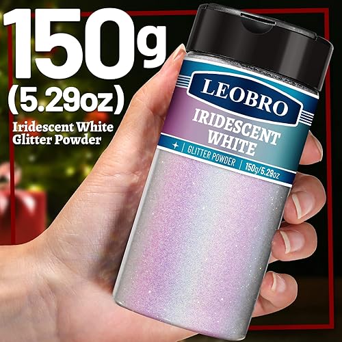 LEOBRO Paillettes Fines pour Résine - 150 g - Blanc Irisé Holographique - pour Corps en Résine et Peinture de Cartes - 0,2 mm - Nail Gallerys