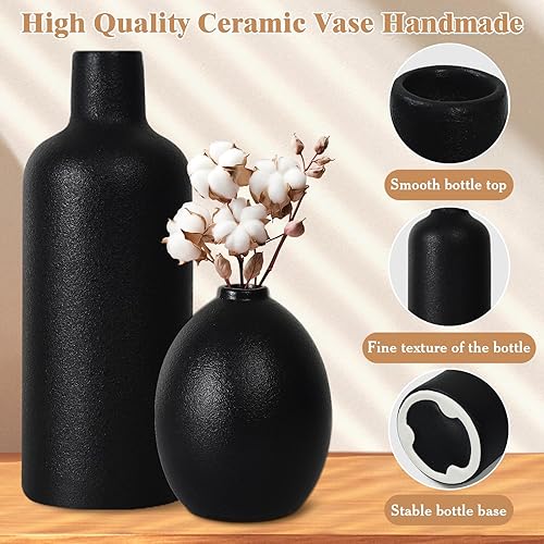 Omtofo Vase Blanc Set - Lot De 4 Vases Fleur Ceramique - Vase Decoratif pour Minimaliste La Maison, Fête, Bureau, Mariage, Bouquet De Fleurs Fraîches Séchées d'herbe (Beige) - Nail Gallerys