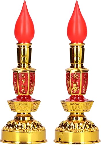 Zerodis Lampe Bouddhiste LED, Lumière de Bouddha, Lampe Bougie Rétro, Fourniture de Décoration Bouddhiste(Bougie électrique double brillant) - Nail Gallerys