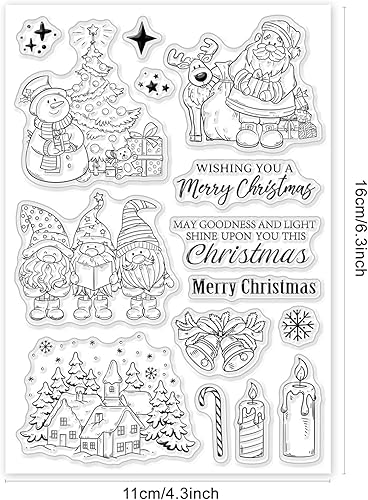 ORIGACH Tampon Transparent en Silicone pour Fabrication de Cartes, Père Noël, Bonhomme de Neige, Joyeux Noël, Scrapbooking, Journal, Album Photo Décoratif - Nail Gallerys