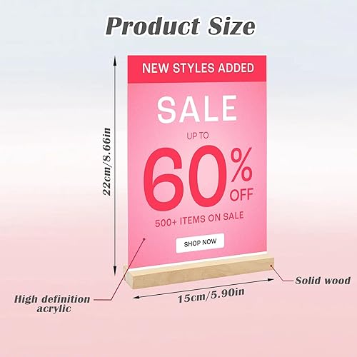 AolKee Lot de 6 présentoirs A5 avec base en bois, réutilisables, en acrylique, format A5, pour mariage, restaurant, affiches, 22 x 15 cm - Nail Gallerys