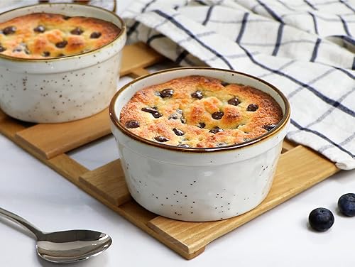 ONEMORE Ramequin de 340,2 g, grand plat de cuisson en céramique de style rustique (blanc crème) - Nail Gallerys