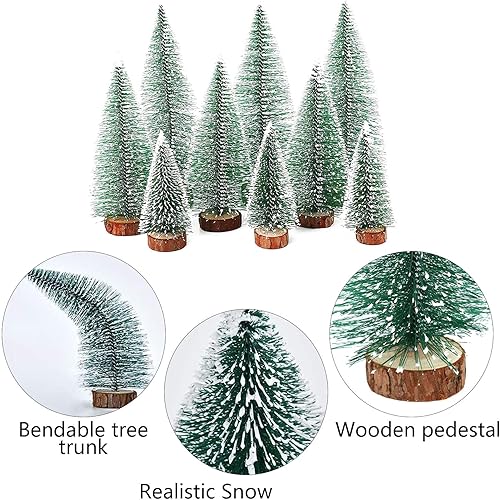 9 Pcs Mini Sapin de Noël, Sapins Noël Plastique, Mini Sapin Noël Artificiel, Arbres Miniature Petit Sapin, Décorations d'hiver en Plastique pour Décoration de Table, 3 Tailles - Nail Gallerys