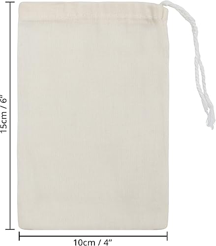 Belle Vous Pochon Tissu - Lot 50 Pochons Réutilisables 10 x 15 cm - Pochette en Tissu Coton Mousseline pour Legumes Mariage Fête Artisanat - Petit Sachet avec Cordon Sac en Toile - Nail Gallerys