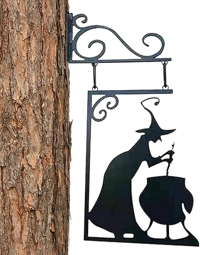 Moxeupon Décoration Murale De Silhouette De Chaudron De Sorcière d'halloween, Décorations De Cour avec Silhouette d'halloween, Panneau Mural Effrayant en Métal Suspendu - Nail Gallerys