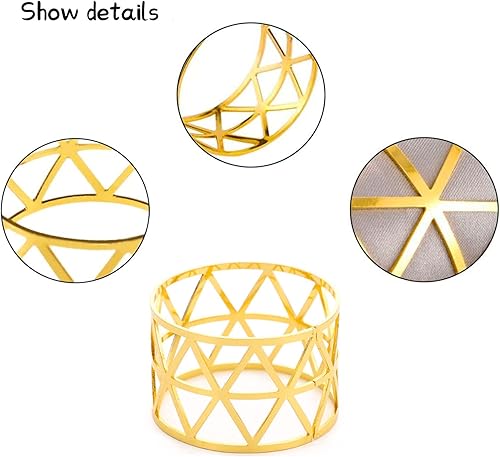 Rond de Serviette 12 Pieces, Rond de Serviette de Table Or et Argent, Rond de Serviette Noël, Ronds et Porte-Serviettes Triangle Creux, Napkin Rings pour Mariage Anniversaire Fête (Argent A) - Nail Gallerys