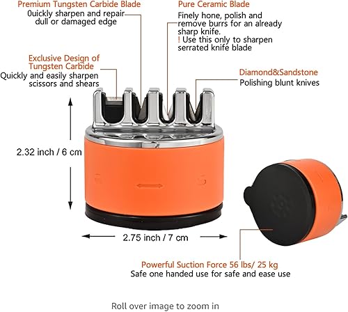 SUNSEATON Aiguiseur de Couteaux, 4 en 1, Circulaire pour Aiguiser les Lames et les Ciseaux de Cuisine, Outil de Poche Pour Réparer et Restaurer les Lames Aiguiseur de Couteaux Manuel pour la Cuisine - Nail Gallerys