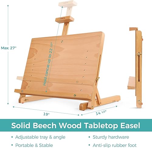 VISWIN Ensemble de Peinture Acrylique de qualité supérieure 78 pièces avec chevalet de Table, kit de Fournitures de Peinture d'art, Ensemble de 48 peintures acryliques, Autres Fournitures - Nail Gallerys