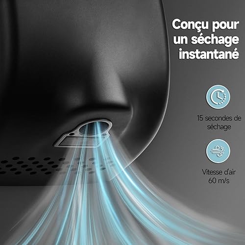 anydry Sèche-Mains 2803Y Mini, Flux d'air Haute Vitesse 1350W, Finition Acier Inoxydable brossé, Gain de Place pour Usage Professionnel & Domestique(Brossé) - Nail Gallerys