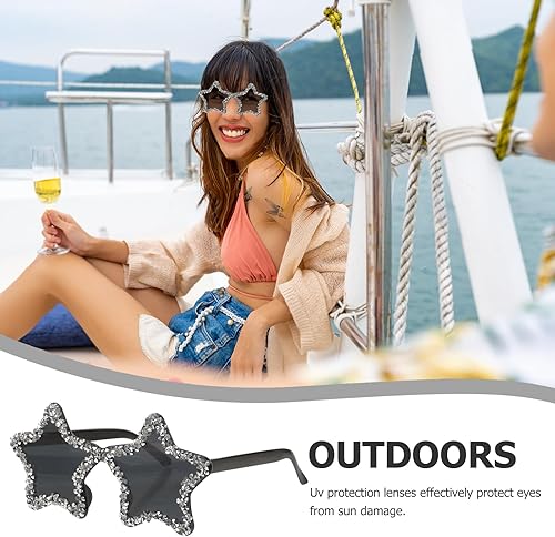 SAFIGLE Lunettes De en Forme D'étoile sans Monture Lunettes De Étoiles sans Cadre Lunettes en Strass Lunettes De en Cristal De Diamant Lunettes Pentagramme Accessoire - Nail Gallerys