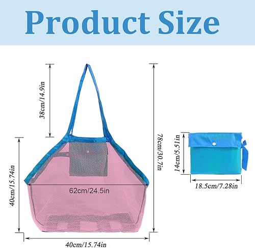 WUSJCOF 1 pièce sac de jeux de sable, sac de plage filet pour jeux de sable, sac de plage pour enfants, sac en filet pliable pour séjours à la plage et loisirs en plein air (rose) - Nail Gallerys