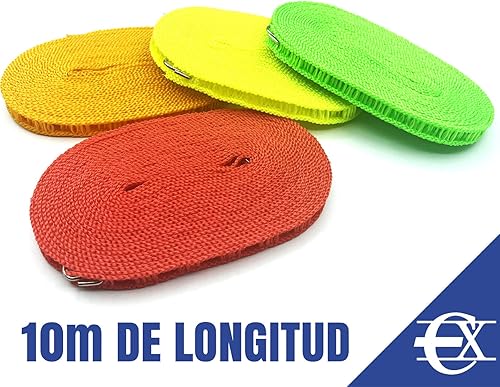 EUROXANTY Corde à Linge | Fil à Linge Plat | Corde à Linge pour Extérieur et Intérieur | Corde à Linge Compatible avec Cintres | Système d’Étendage Facile à Porter | 10 m | Rouge - Nail Gallerys