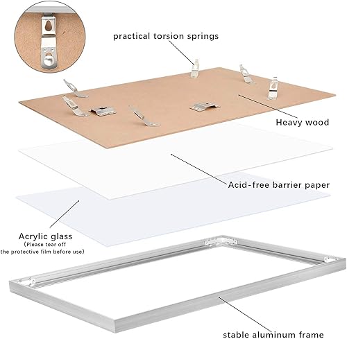 HIMEETIME® 3x Cadre Photo A3 30 x 42 cm en Aluminium Argenté, 29,7 x 42 cm Cadres de Posters Convient pour La Décoration Murale ou L'affichage de Galerie - Nail Gallerys