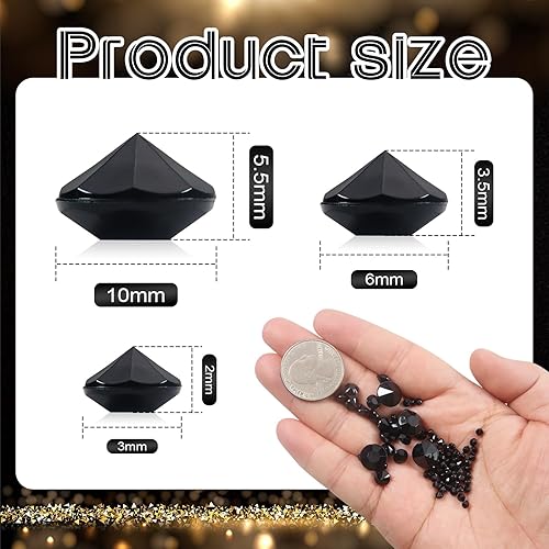 TOAOB 5000pcs 3mm 6mm 10mm Noir Cristaux Acrylique Diamants Table Scatter Confetti Clair Pierres de Strass pour Pièce du Centre de Table Mariage Douche Nuptiale Décorations de Perles de Vase - Nail Gallerys