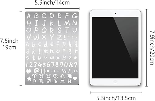 GORGECRAFT 2 Pochoir en Métal Réutilisable pour Lettres Chiffres Symboles Alphabet Acier Inoxydable pour Gravure Pyrogravure Lettrage Journal Peinture Mur Toile 19 x 14cm - Nail Gallerys