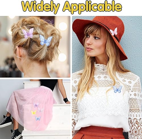 Lot de 12 patchs en dentelle papillon double couche en organza pour broderie, couture, accessoires pour mariage, robe de cheveux, chapeau (violet) - Nail Gallerys