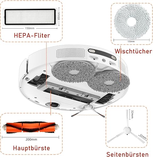 Lot de 13 accessoires pour robot aspirateur Dreame L10s Ultra/Xiaomi X10, brosse principale, brosse latérale et brosse de nettoyage pour robot aspirateur Dreame L10s Ultra /S10,S10 PRO/Xiaomi X10+ - Nail Gallerys