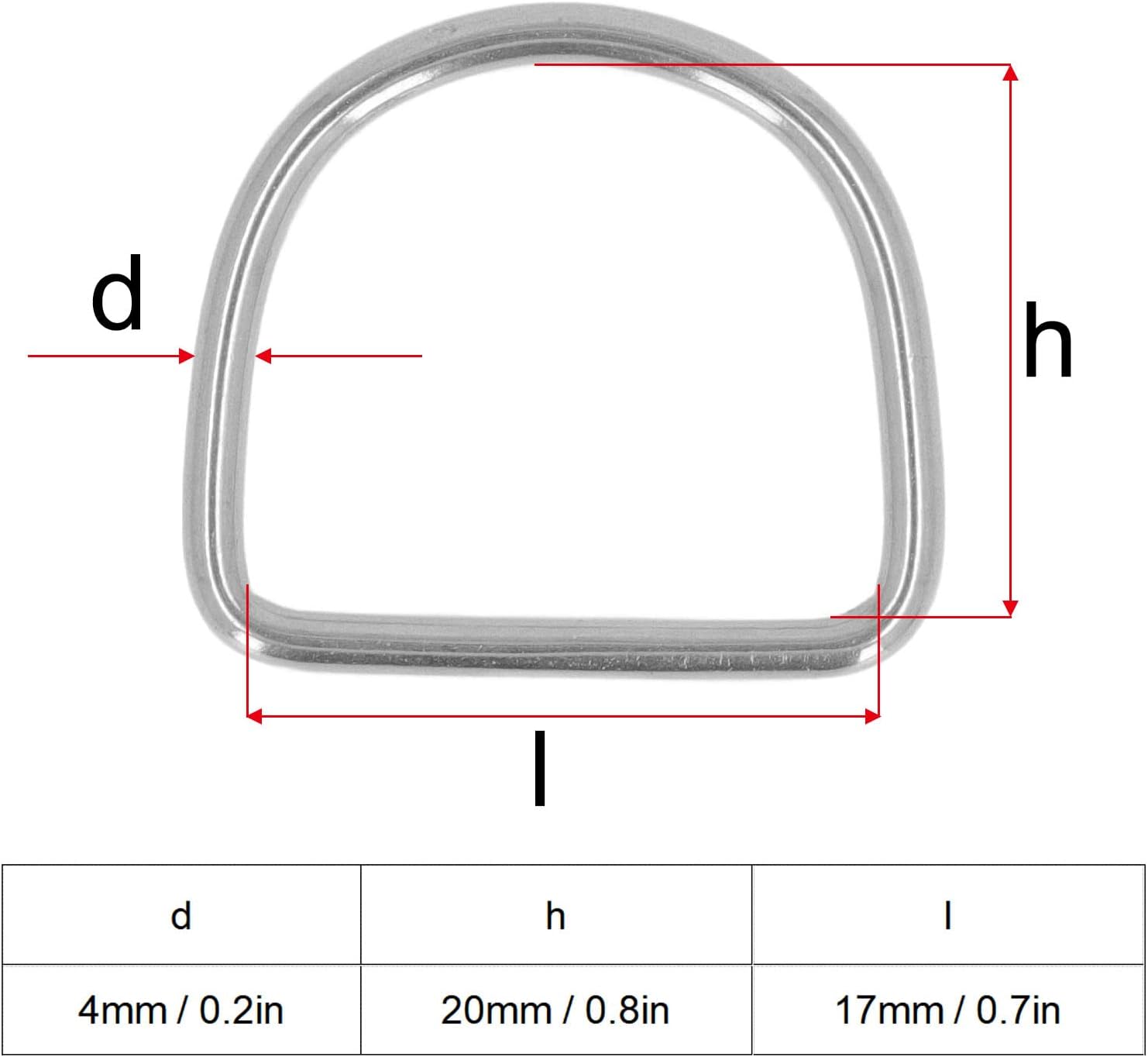 Ensemble D'Anneaux D en Acier Inoxydable 10pcs, Anneaux Semi-circulaires Semi-circulaires Soudés pour Gréement Industriel, Sangles, Ancrage en Sangle - Nail Gallerys