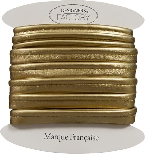 designers-factory Passepoil en Simili Cuir doré Souple, Belle qualité - Passepoil skai doré (par 5 mètres) - Nail Gallerys