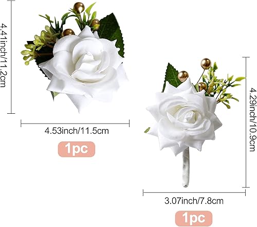 craspire Rose Rouge Boutonnière Poignet Ensemble, Bracelet en Soie de Boutonnière de Mariage Artificiel, Boutonnière Boutonnières Rose Poignet Corsage Marié et Mariées pour Cérémonie de Mariage - Nail Gallerys