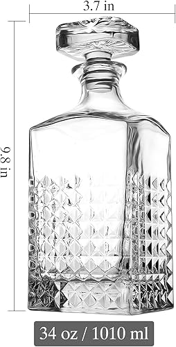 LIGHTEN LIFE Carafe à whisky en cristal de 1000 ml avec bouchon dans une boîte cadeau, carafe à bourbon, carafe à décanter sans plomb, carafe à whisky de qualité supérieure,carafe à whisky pour homme - Nail Gallerys