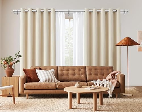 HOTOZON Tringle à rideaux double voie 25 mm extensible avec supports pour salon, cuisine, chambre à coucher Argenté - Nail Gallerys