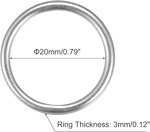 sourcing map Anneau Soudé Inox Acier 316 Rond 20mm ID 4mm Épais 4pcs - Nail Gallerys