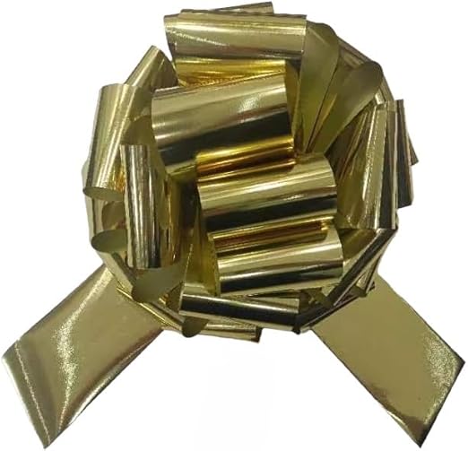 Pandiui23 Nœud cadeau XXL - Diamètre 40 cm - Nœud cadeau géant pour voitures, vélos et appareils électroménagers, design auto-assemblable et réutilisable - Grand nœud cadeau (doré, 40 cm) - Nail Gallerys