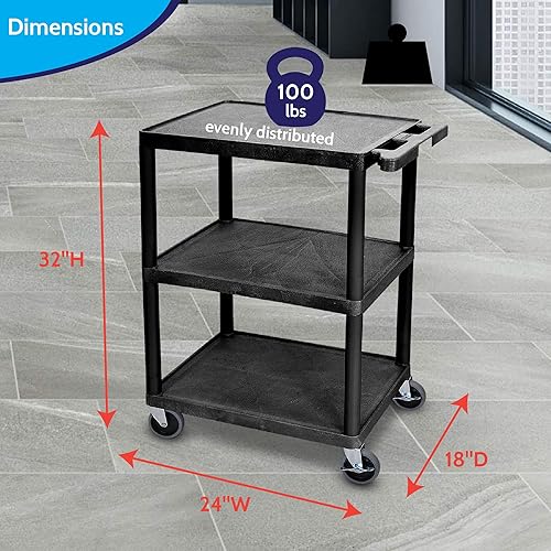 Luxor STC222-B Chariot de rangement multi-usages avec 3 étagères Noir - Nail Gallerys