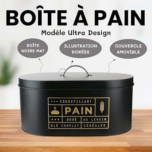PZL CONCEPT Ensemble de 4 Boîtes Métal Black Mat - Récipient pour Pain, Thé, Café et Sucre - Conservation, Rangement et Stockage - Organisation et Rangement Pratique de votre Cuisine - Nail Gallerys