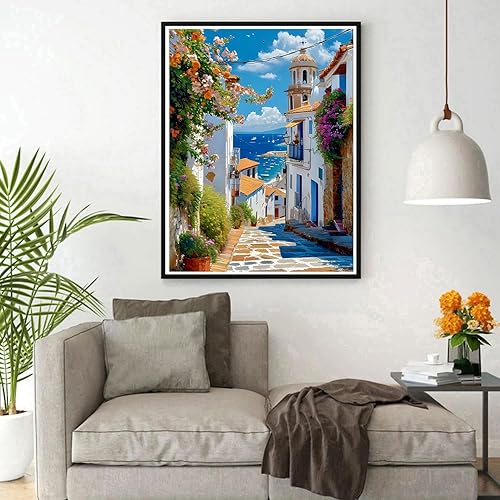 DPHERO 5D Paysage Marin Diamond Painting Kits, DIY Broderie Maison Art du Diamant Painting Kit Complet, Fleurs Kits de Peinture sur Diamant Point de Croix Painting pour Adultes Débutants 30x40cm - Nail Gallerys