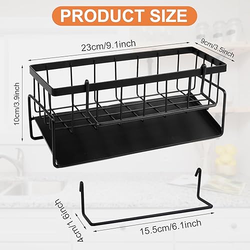 CYZBL Noir Porte Eponge Evier Cuisine en Acier Inoxydable, Organisateur D'Évier de Cuisine avec Amovible Porte-Serviettes, Support Evier Rangement Pas de Forage pour Brosse Chiffon Savon (Gris) - Nail Gallerys