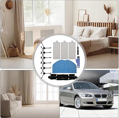 Lot d'accessoires de rechange pour aspirateur robot EZVIZ RE4 RE5 Plus, 1 brosse principale, 3 filtres, 3 lingettes serpillères, 1 tournevis, 6 brosses latérales, 1 brosse de nettoyage - Nail Gallerys